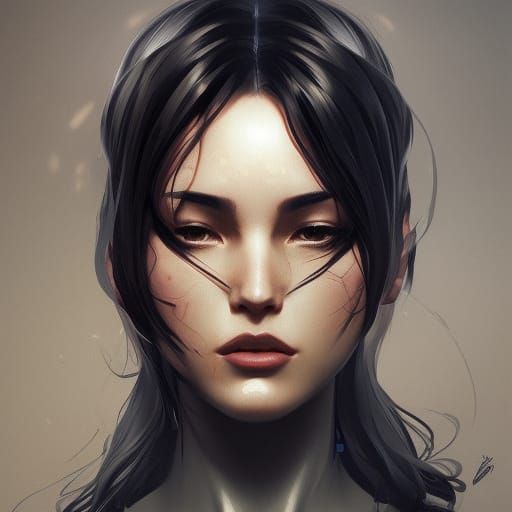 Striking Portrait in Hyperdetailed Art Nouveau Style