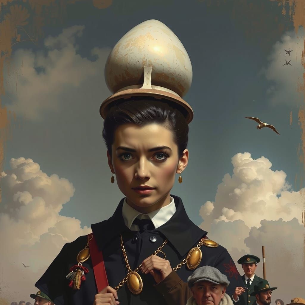 Woman in Crowd Witnessing Dramatic Accident in Golden Light