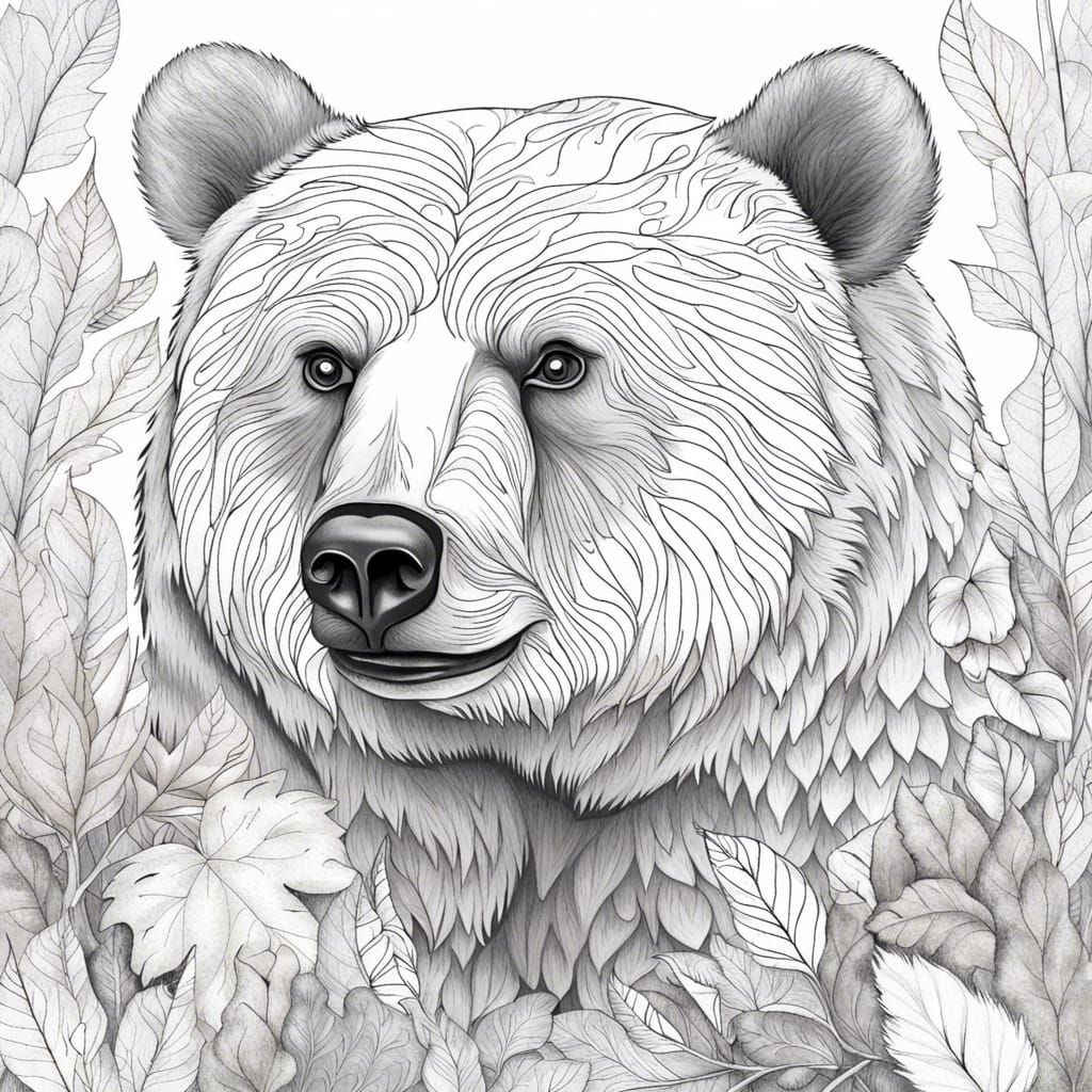 Young Bear in Forest Coloring Page