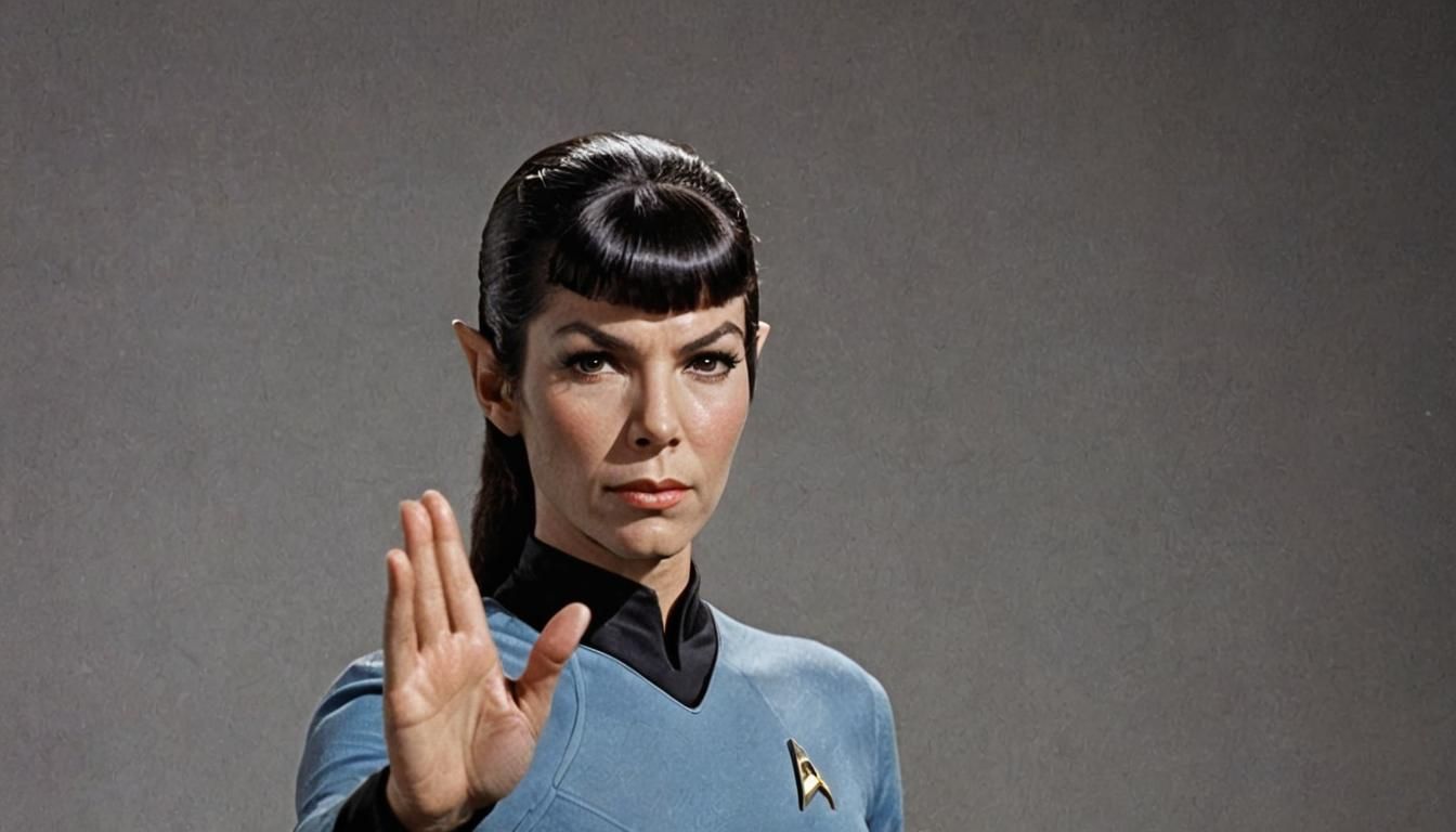 Female Spock Giving Vulcan Salute