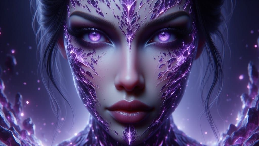 Regal Amethyst Portrait in Cinematic Style