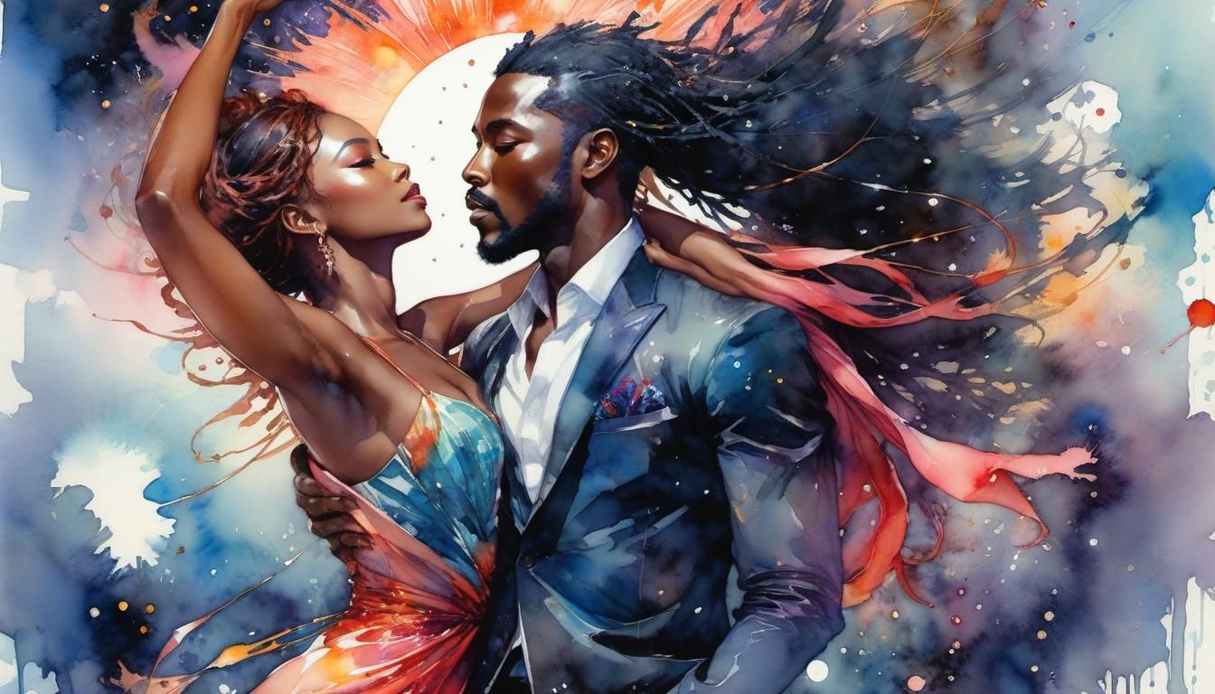 Romantic Dance in Watercolor Manga Style