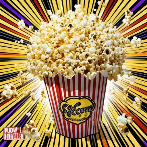 Popcorn Explosion in Pop Art Style