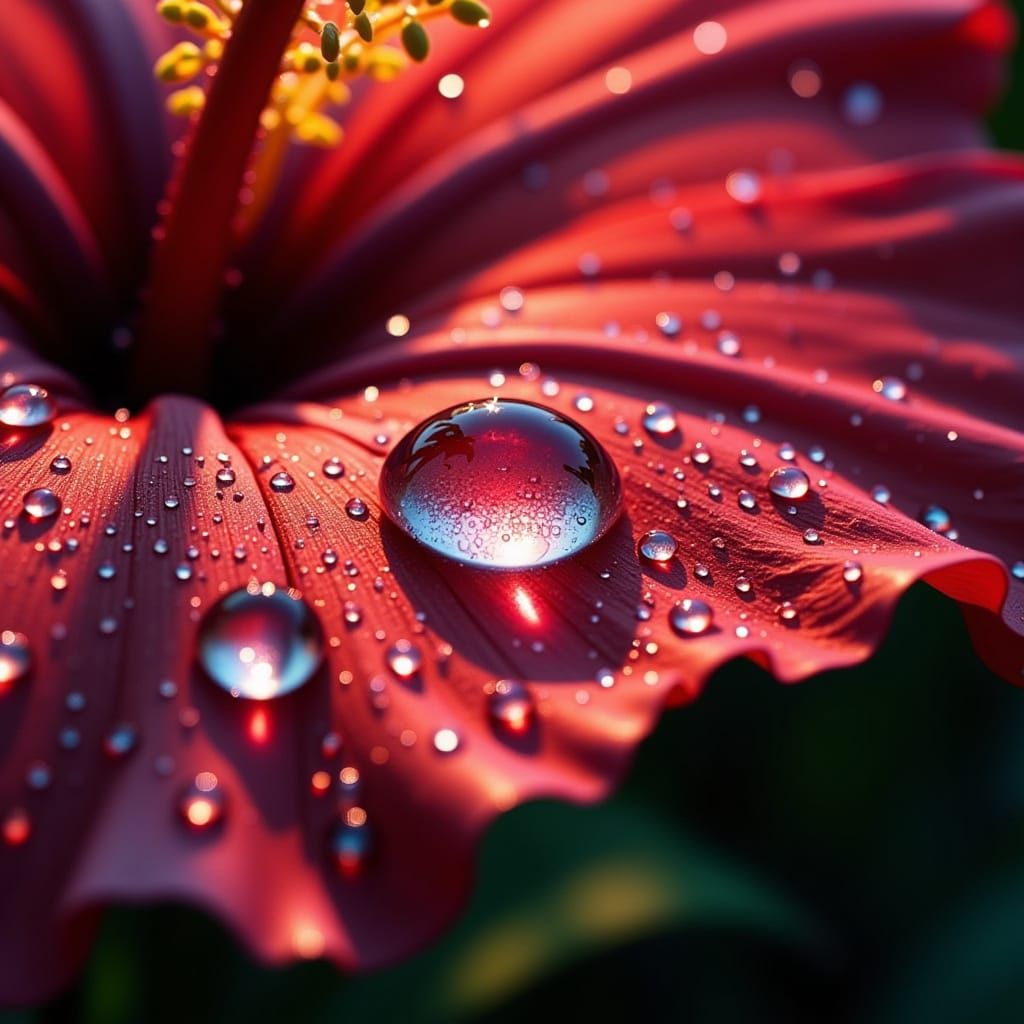 Dramatic Hibiscus in Hyperrealistic Splash Art