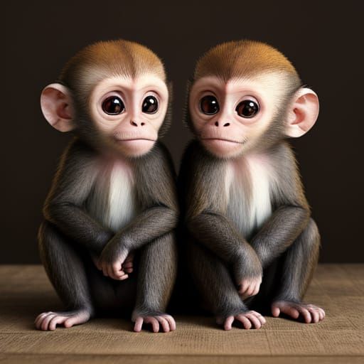 Adorable Twin Capuchin Monkeys in Heartfelt Realism