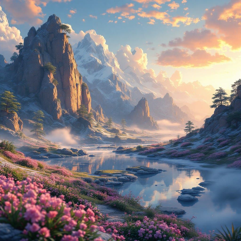 Genshin Impact Inspired Serene Anime Landscape in 3D