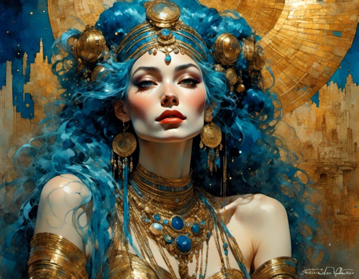 Egyptian Woman in Pen and Ink Comic Style