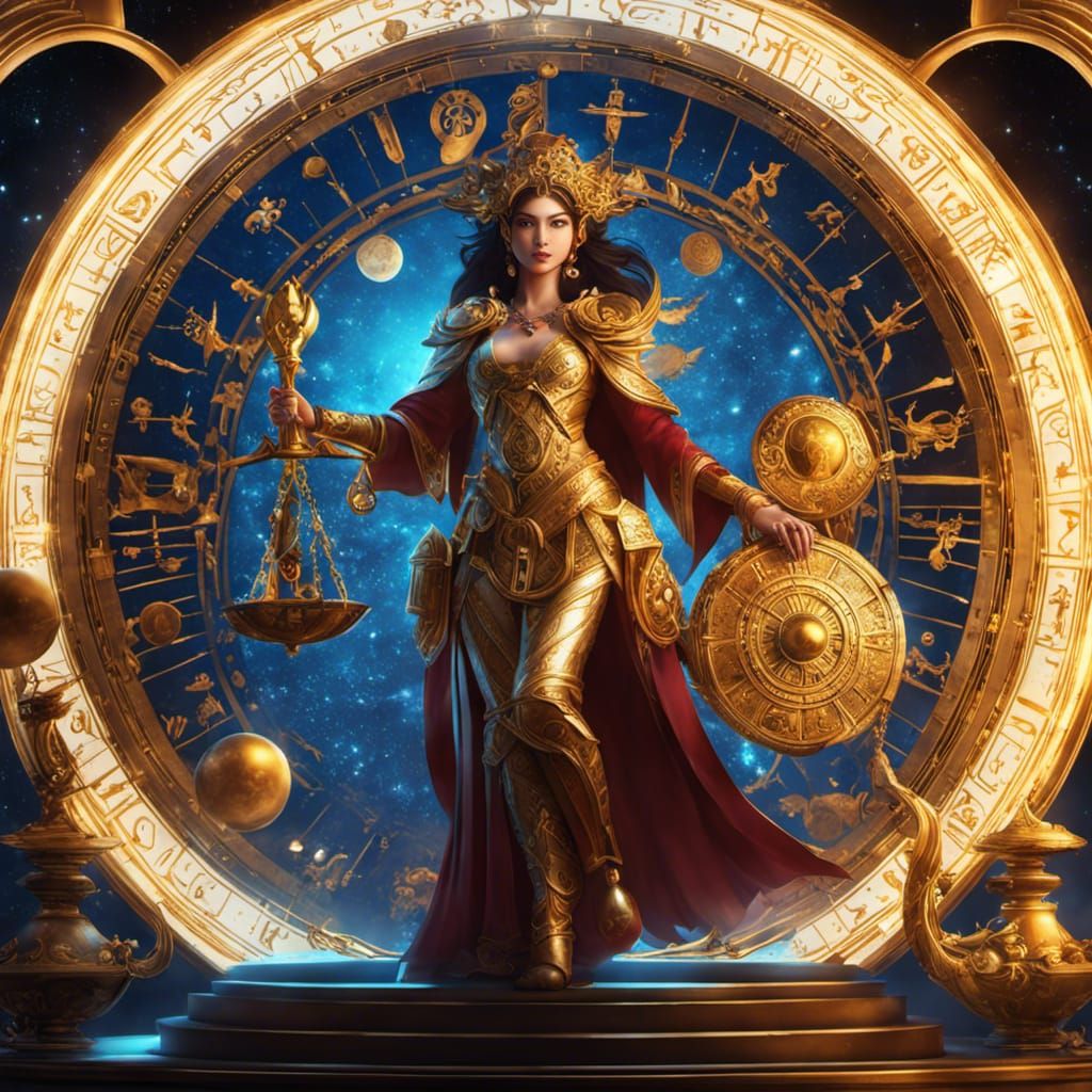 Libra Zodiac Sign in Hyperrealistic Style