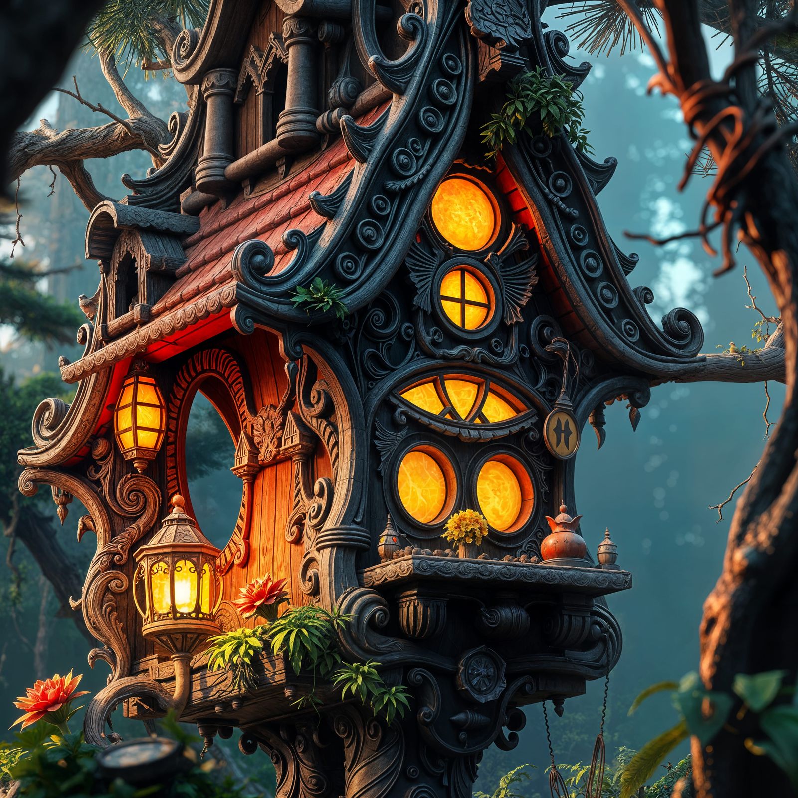 Fantastical Birdhouse in 3D Game Style
