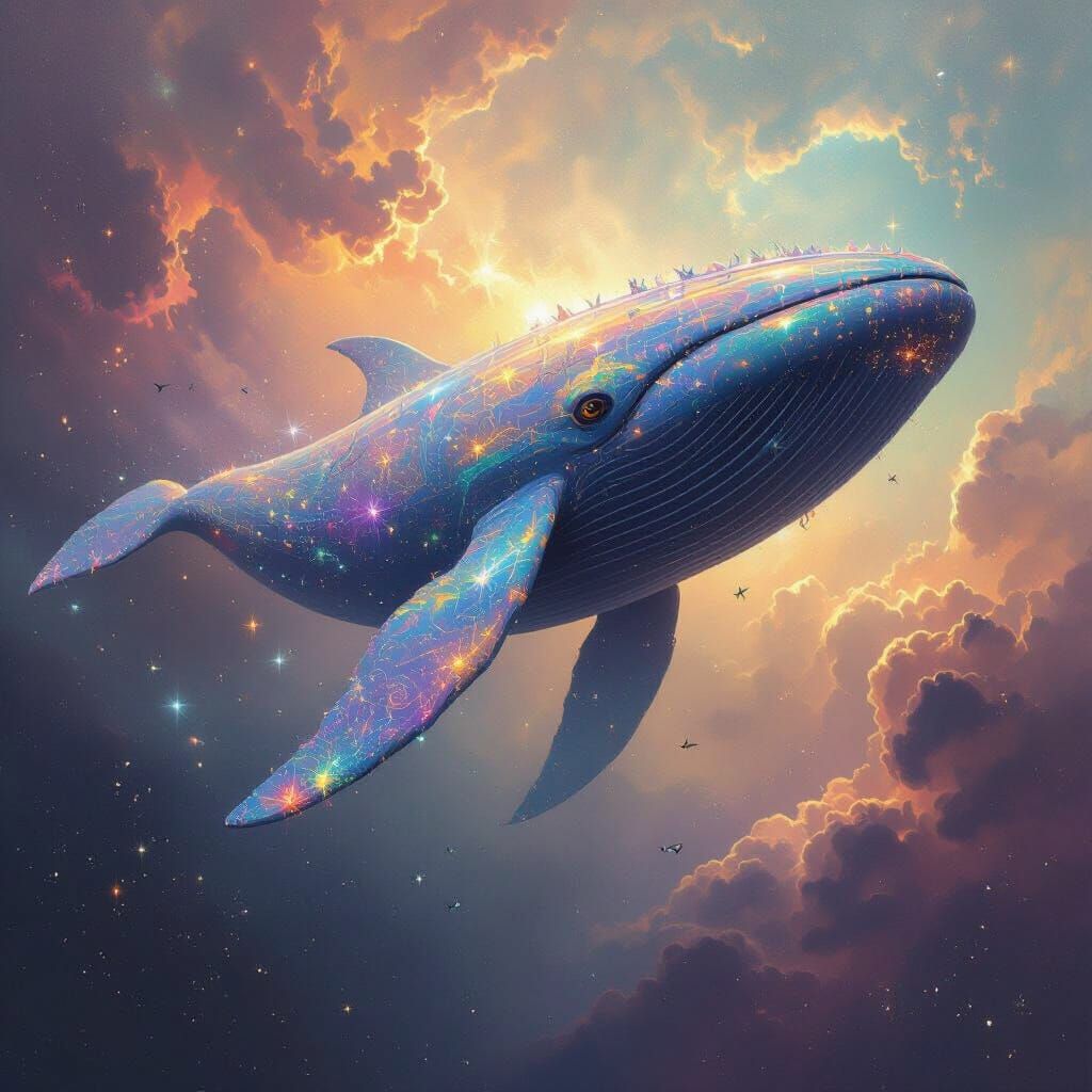 Colossal Space Whale Drifting Through Nebula