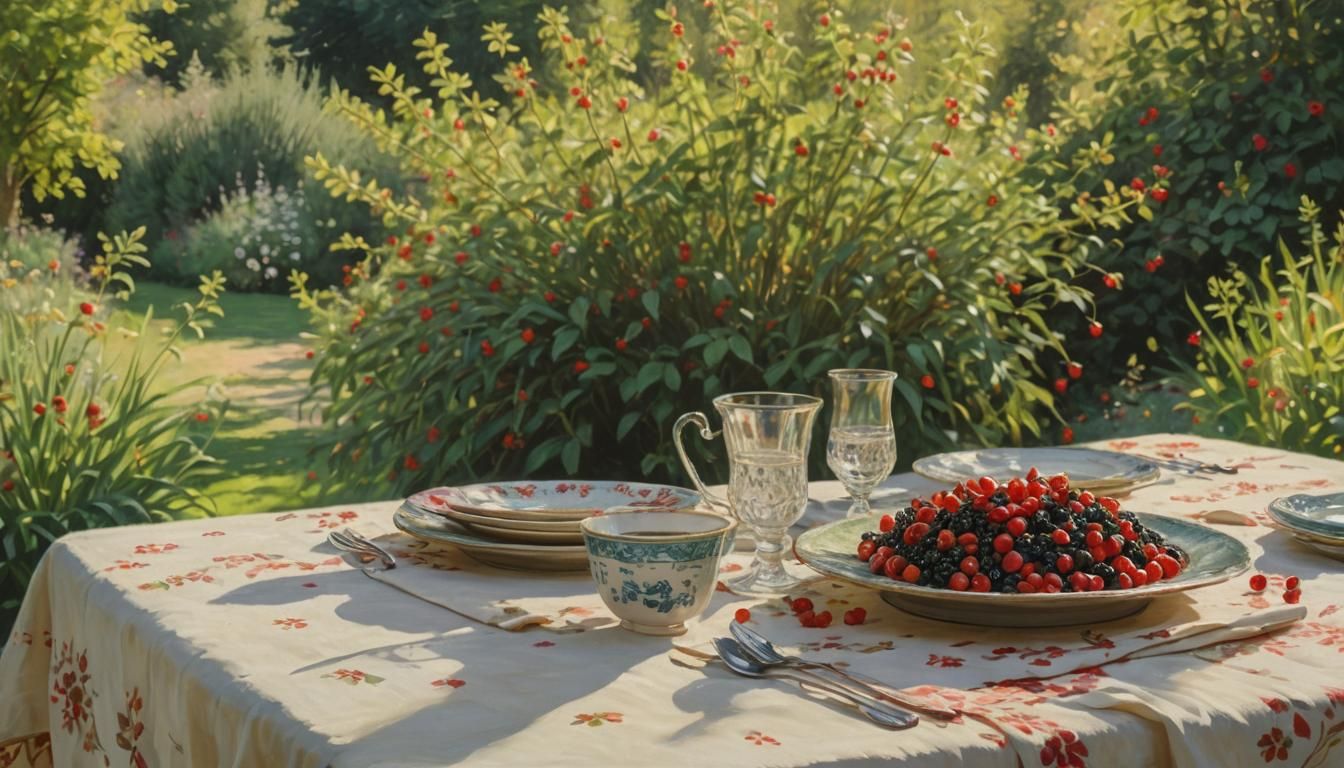 Impressionist Summer Garden in Gentle Sunlight