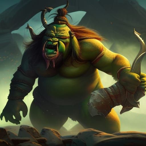 Green Orc Barbarian Concept Art