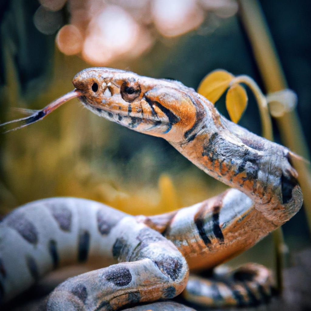 Cute Snake in Grass, Digital Art Style