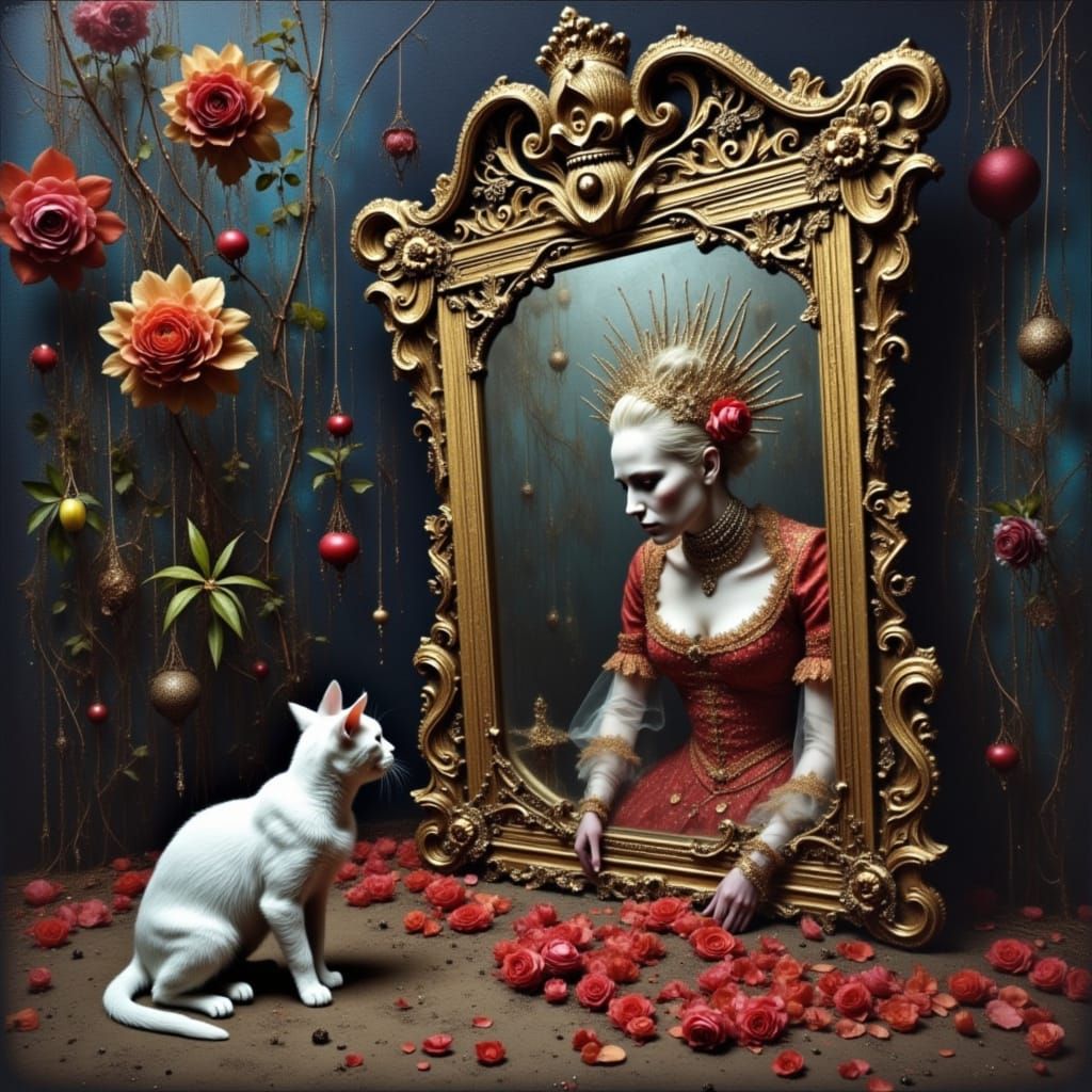 Demon Queen Stares Into Golden Mirror, Neo-Impressionism