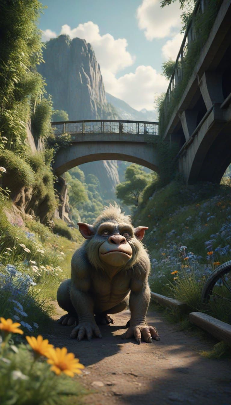 Scandinavian Troll under a bridge.