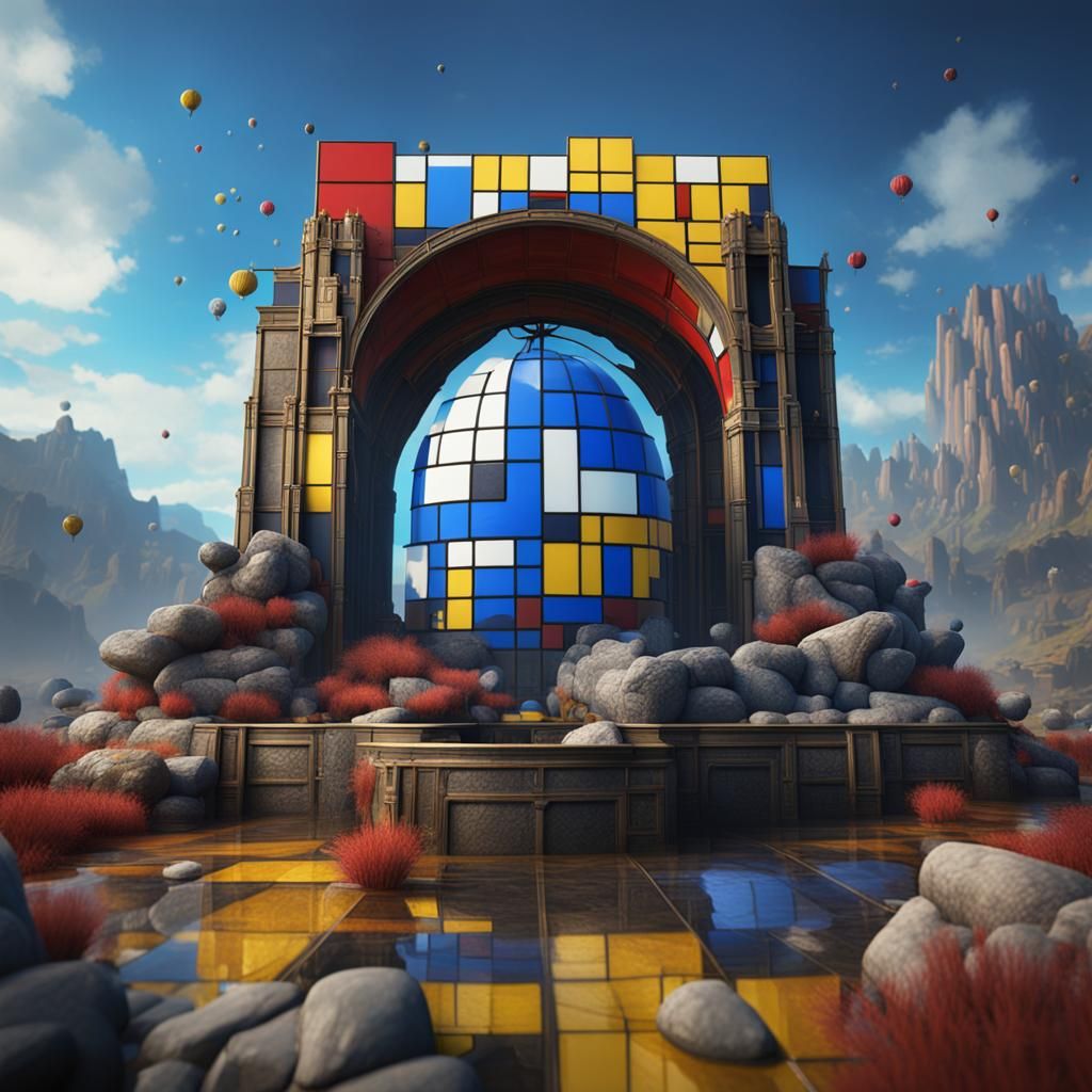 Mondrian Style Abstract Composition in 8K