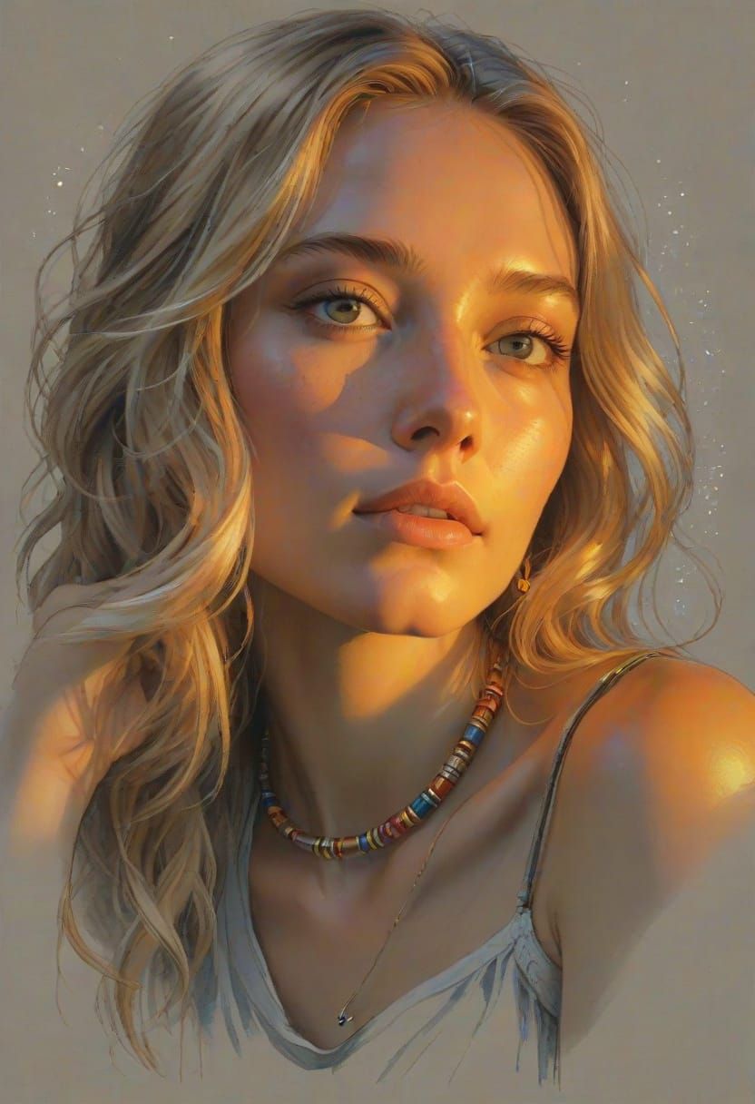 Monochrome Portrait with Golden Light and Colorful Accents