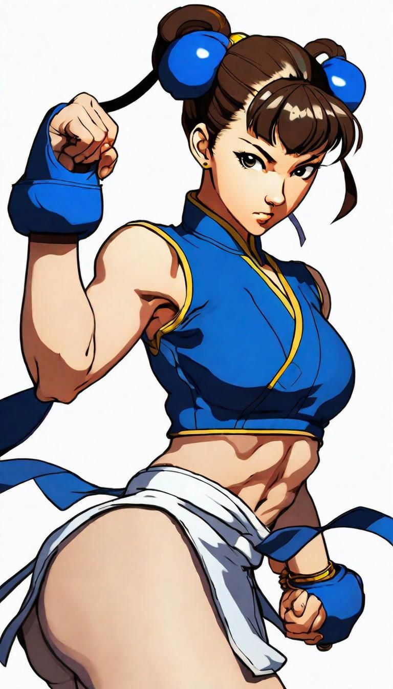 Chun Li Anime Portrait in Ōbari Style