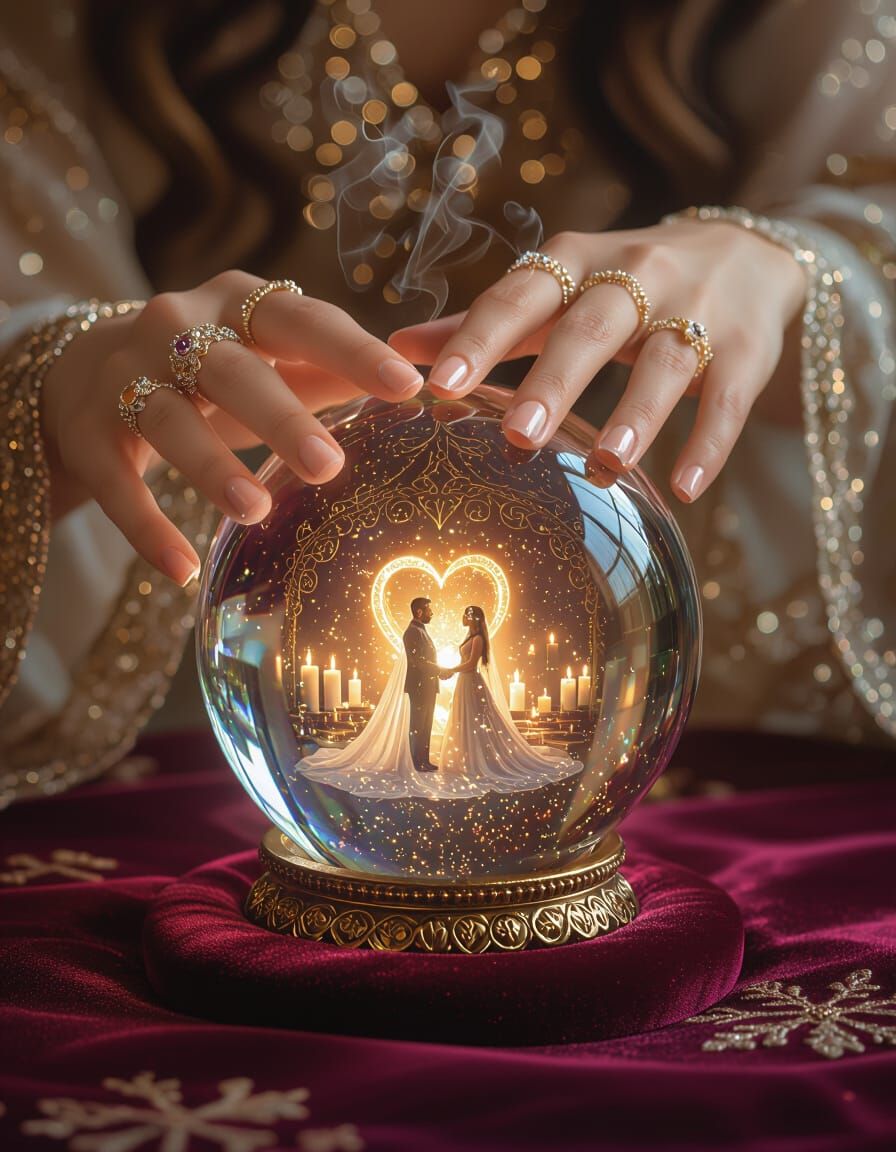 Mystical Crystal Ball with Sacred Union Scene