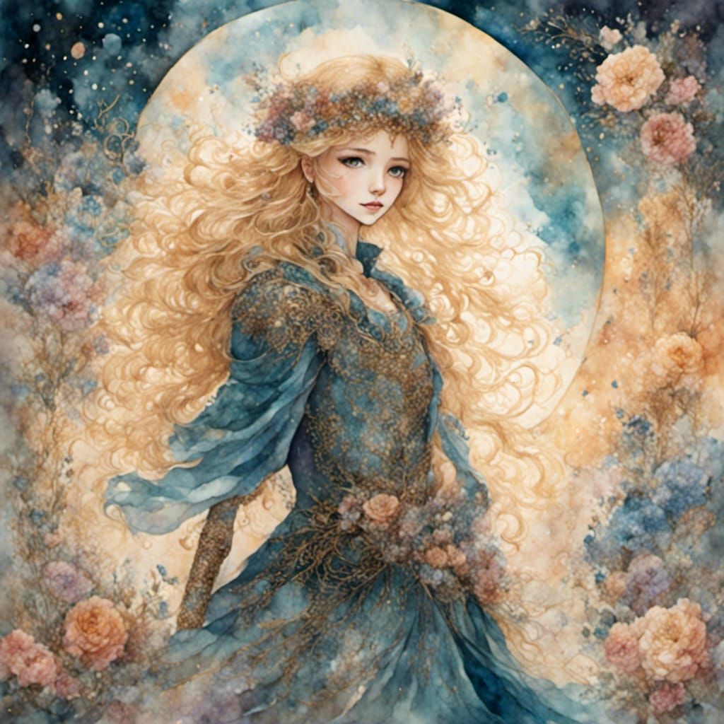 Blond Warrior with Mandala Shield in Comic Book Art