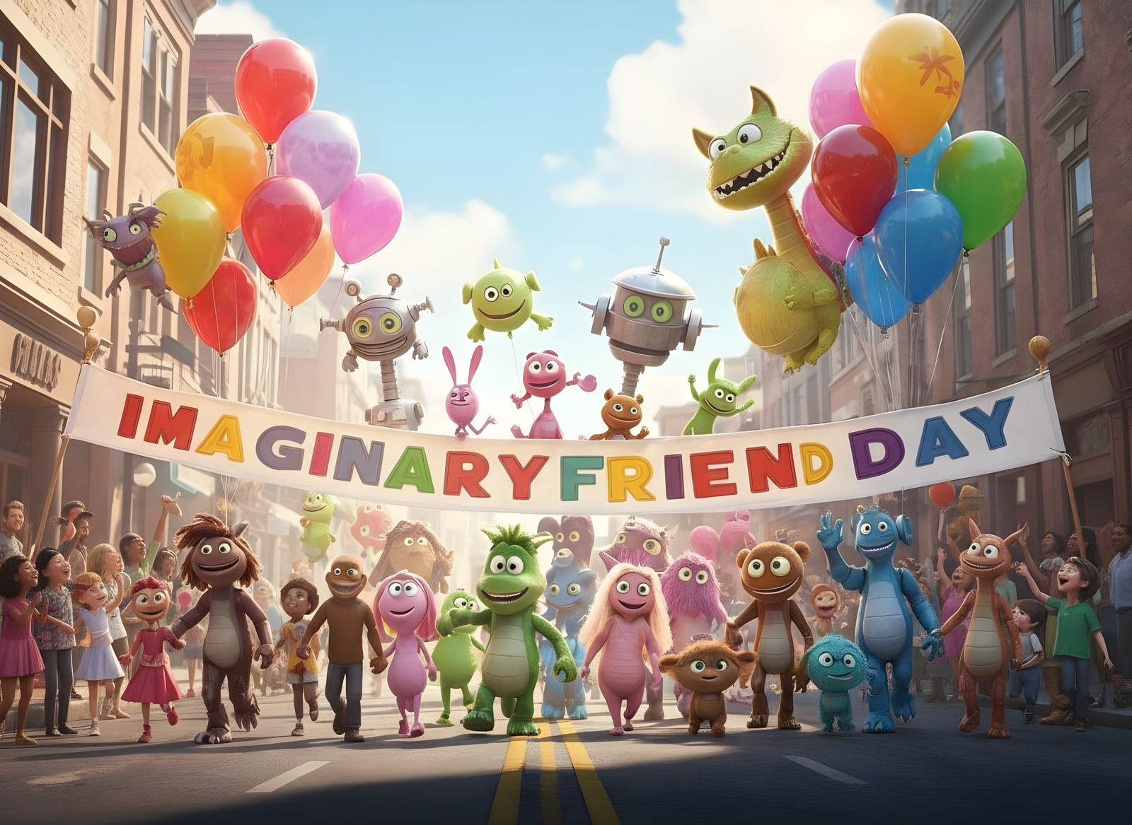 Imaginary Friend Day Street Parade in Vibrant Digital Art St...