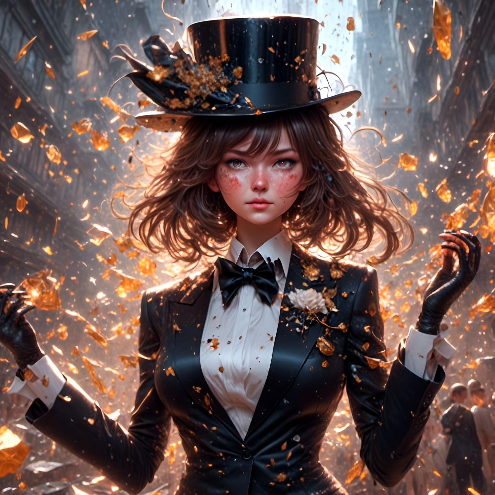 Elegant Woman in Tuxedo: Hyperdetailed Art Portrait