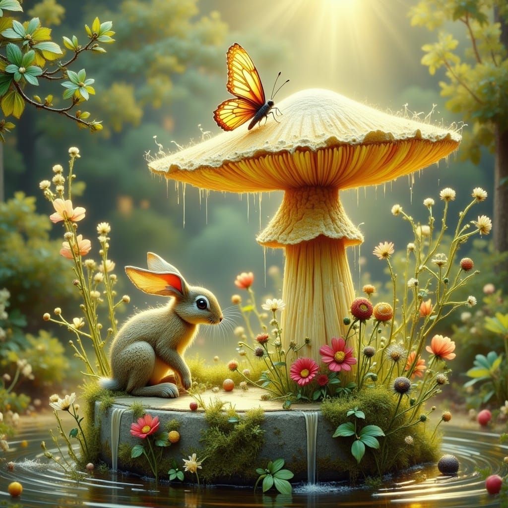 Enchanted Whimsical Forest Glade in Soft Pastel Hues