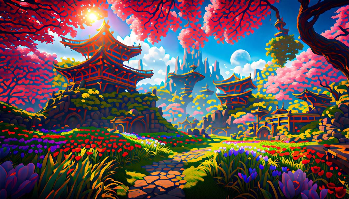 Epic Spring Gaming World in Detailed Matte Painting