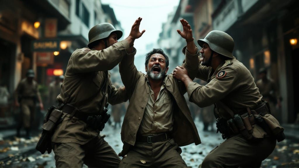 Singapore 1942: Japanese Soldiers Attack Indian Man