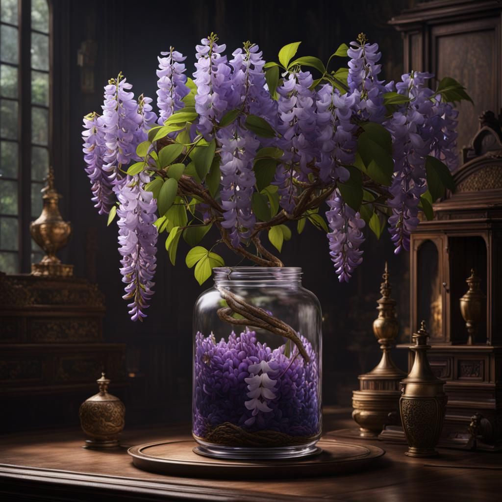 Wisteria in a Jar: Detailed Matte Painting