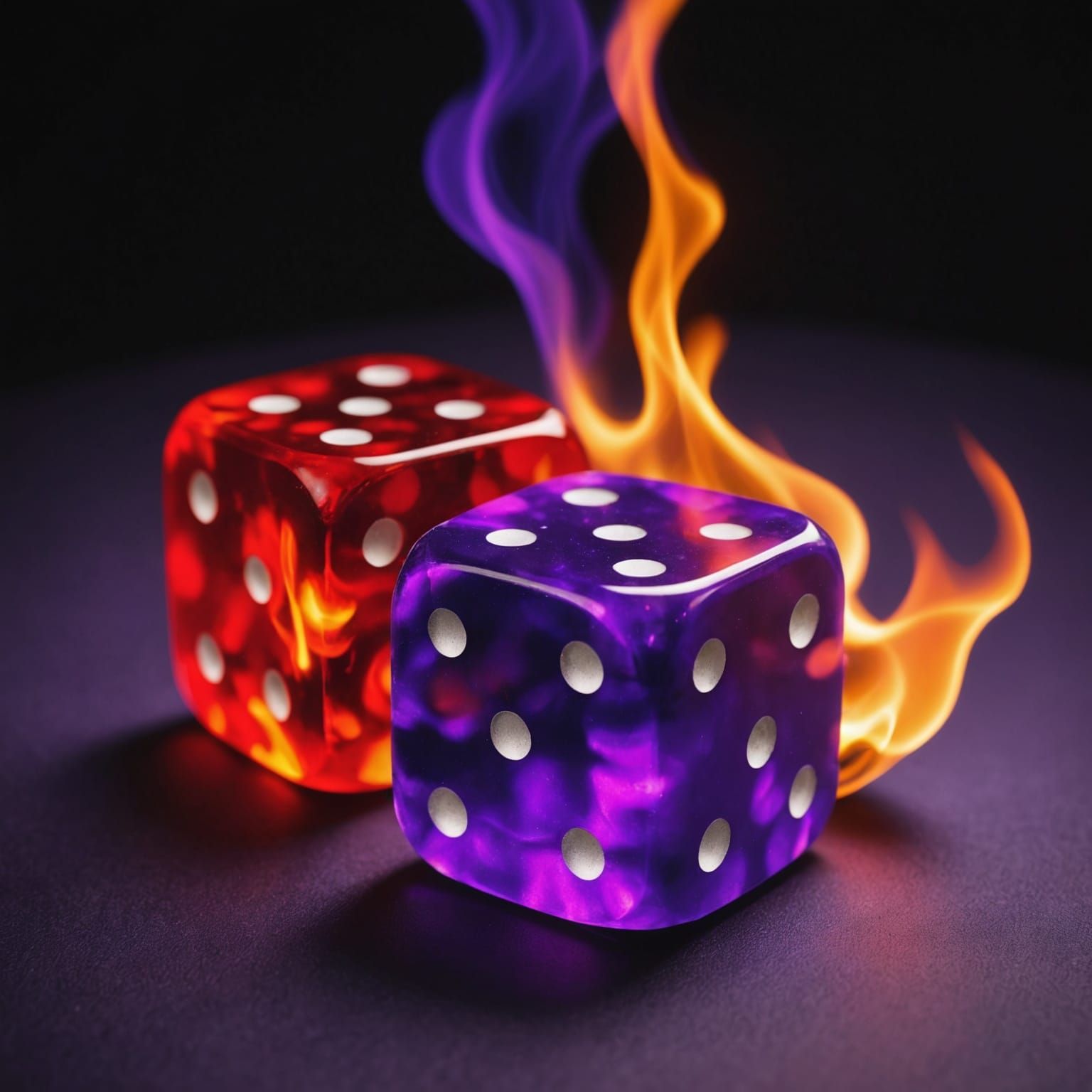 Flaming Red Dice in Ultra Violet