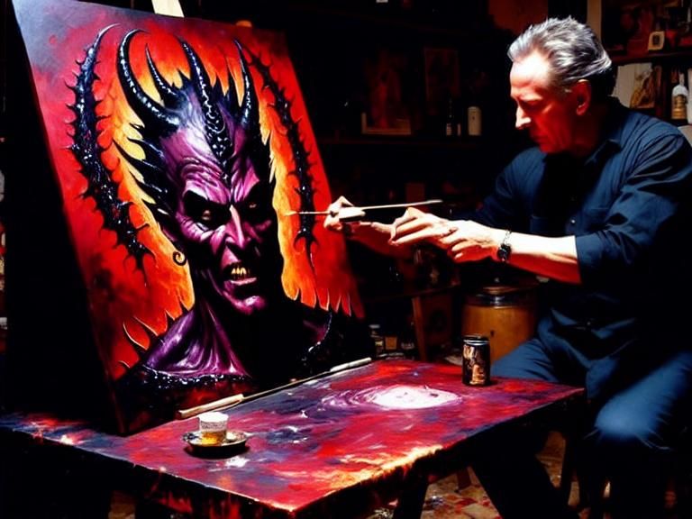 clive barker painting a demon portrait