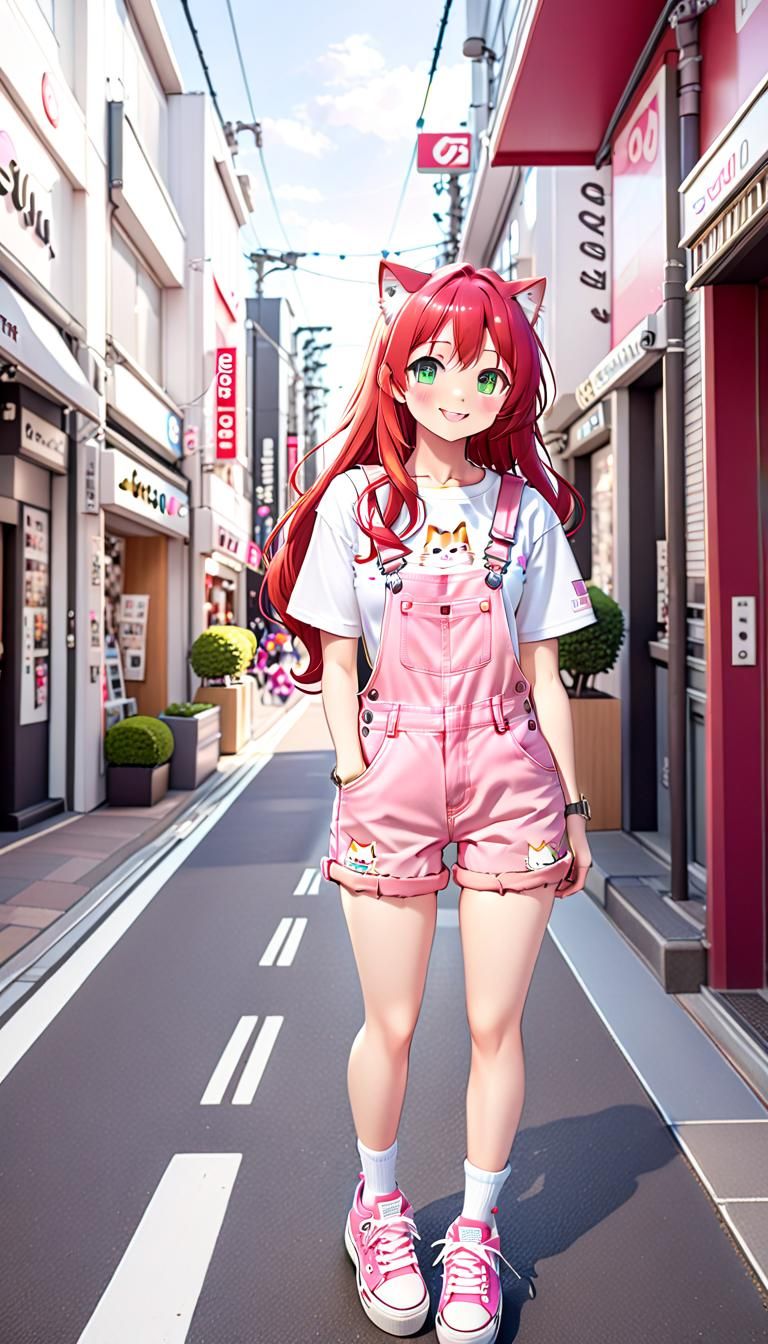 Anime Chibi Girl in Harajuku, Cel-Shaded Style