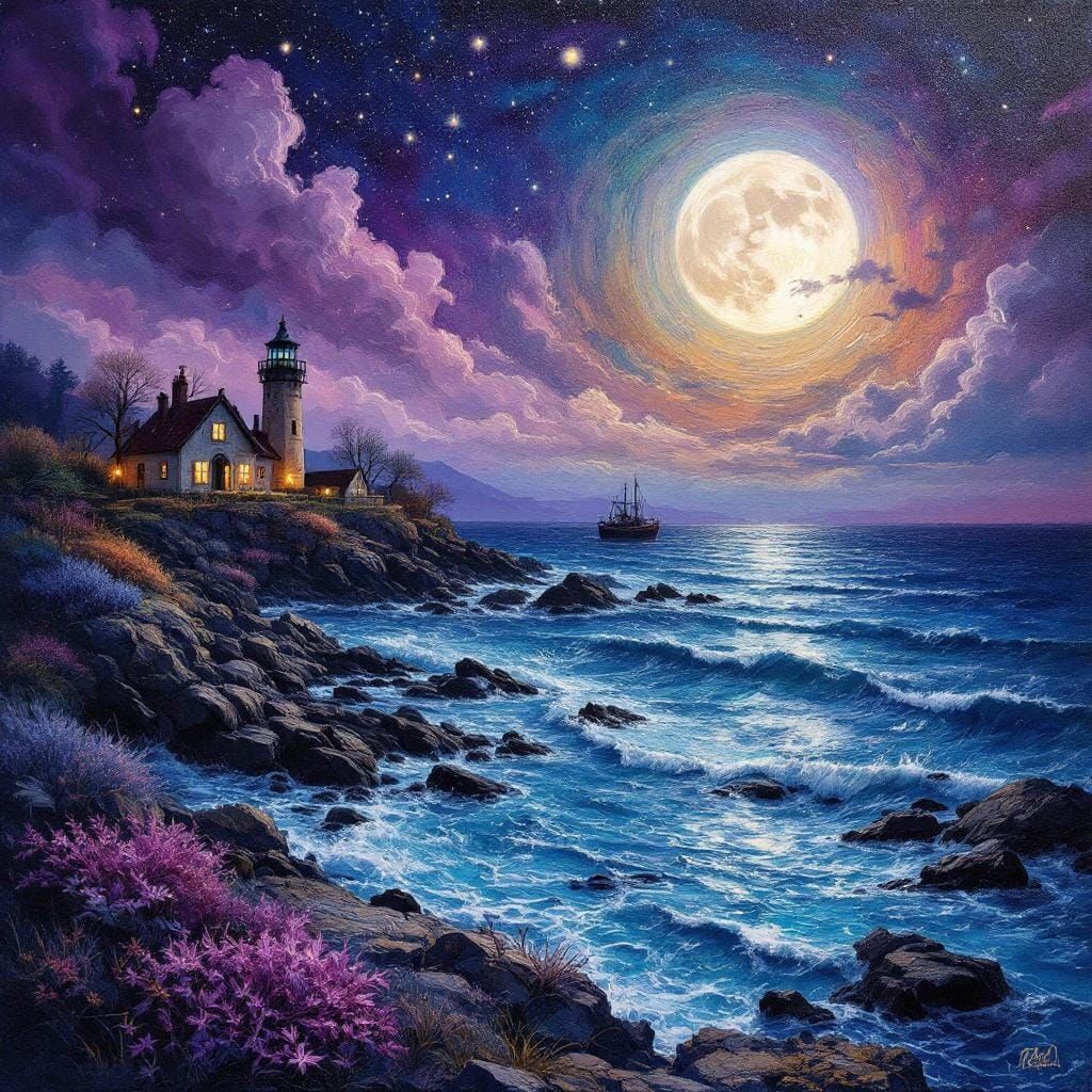 Celestial Sky over Autumn Shore