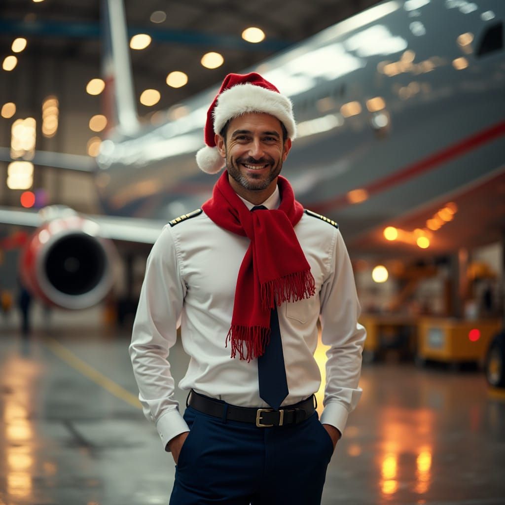 Charismatic Airbus Pilot Embracing Christmas Spirit in Alaba...