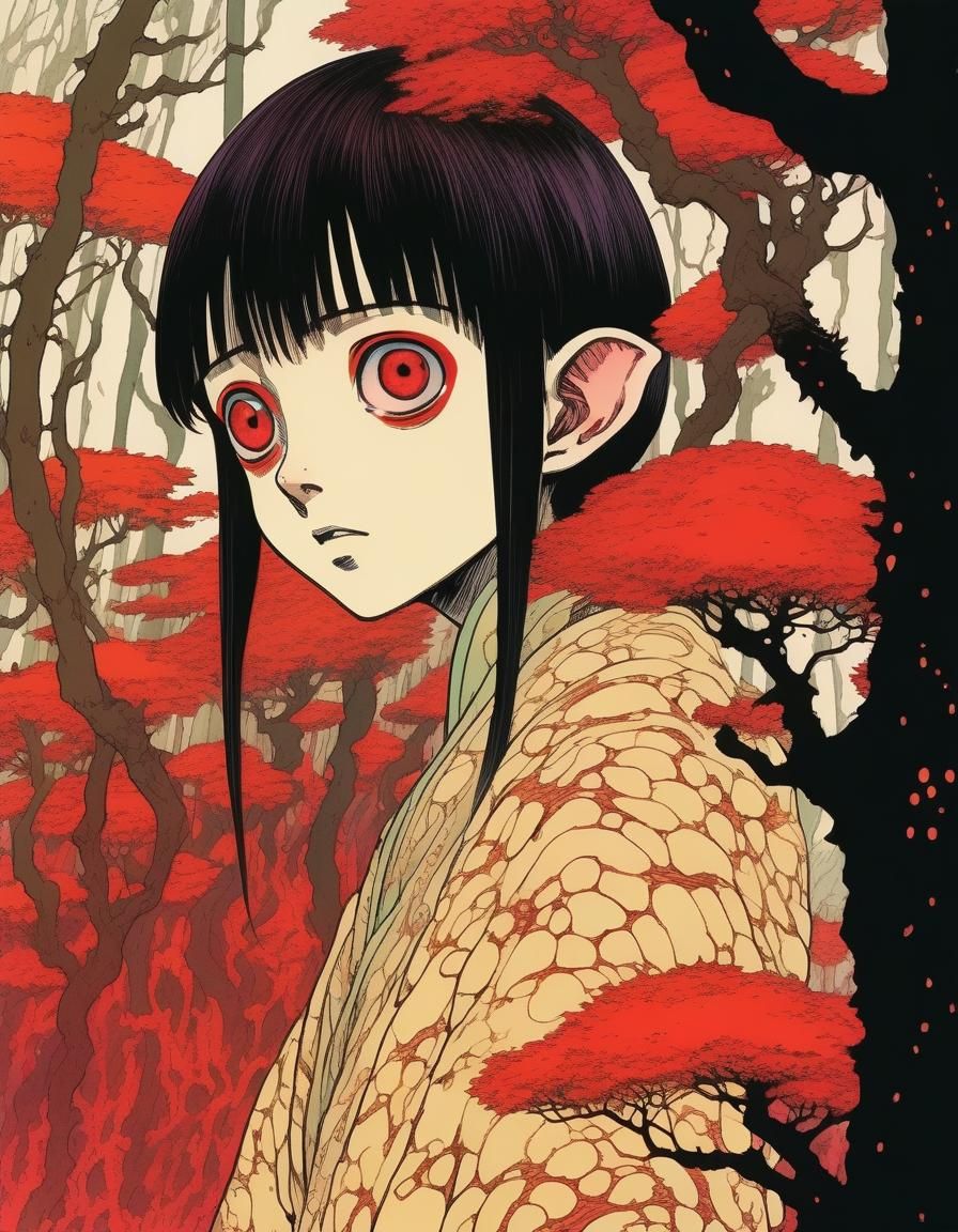 Demon-Elf in Cursed Forest, Manga Style