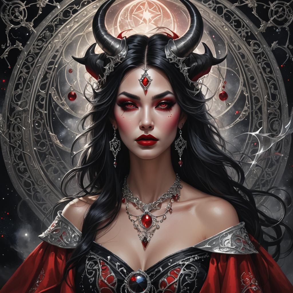 Fantasy Goddess Portrait with Flowing Hair, Trending Art