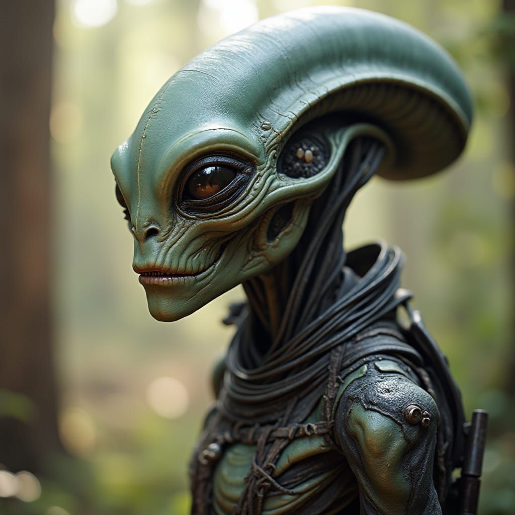 Futuristic Alien Being in Sci-Fi Landscape