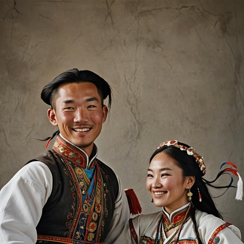 Mongolian Couple Dancing: Professional Portrait Photography