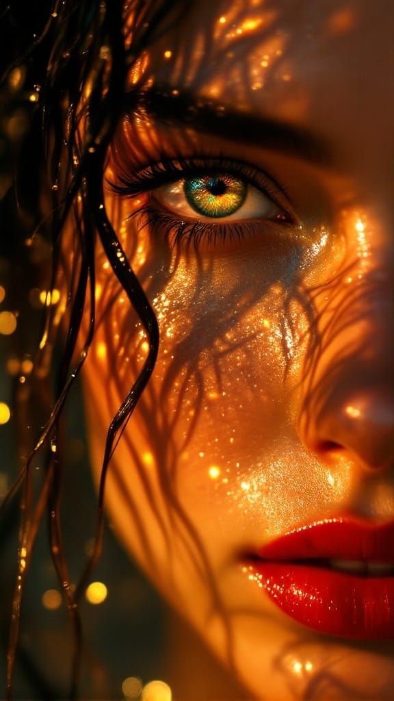 Surreal Portrait of a Woman in Golden Light