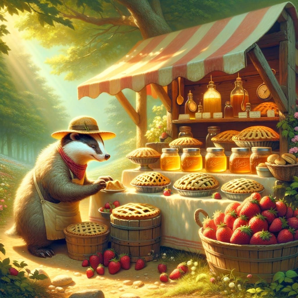 Enchanting Farmstand in Sunny Forest Glade