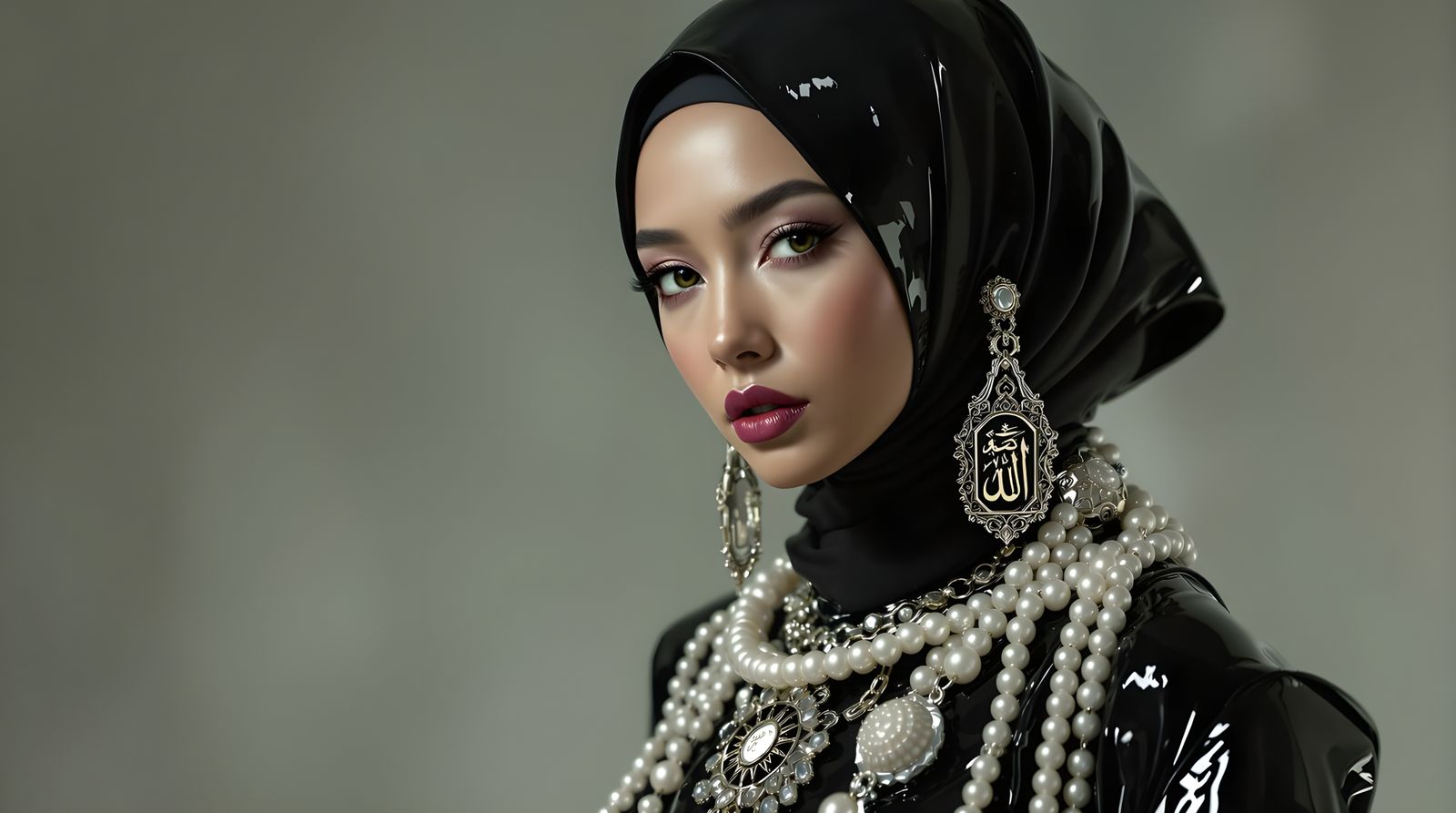 Futuristic Asian Woman with Pearl Body Chain