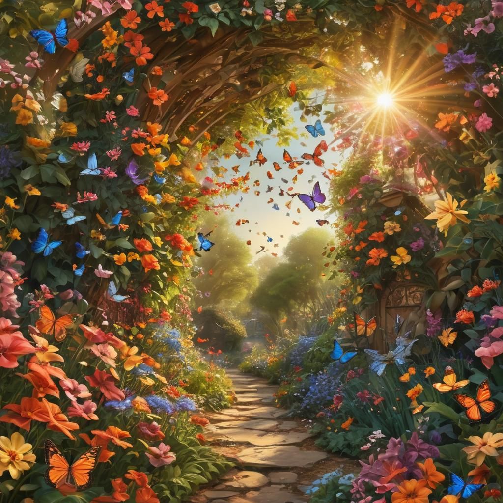 Radiant Fantasy Garden in Detailed Matte Painting