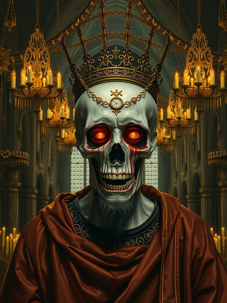 Renaissance Horror Saint Weeps Golden Blood in Cathedral of...