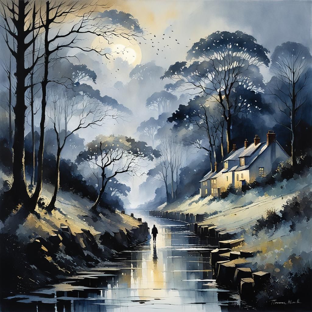 Night and Day Watercolor Painting