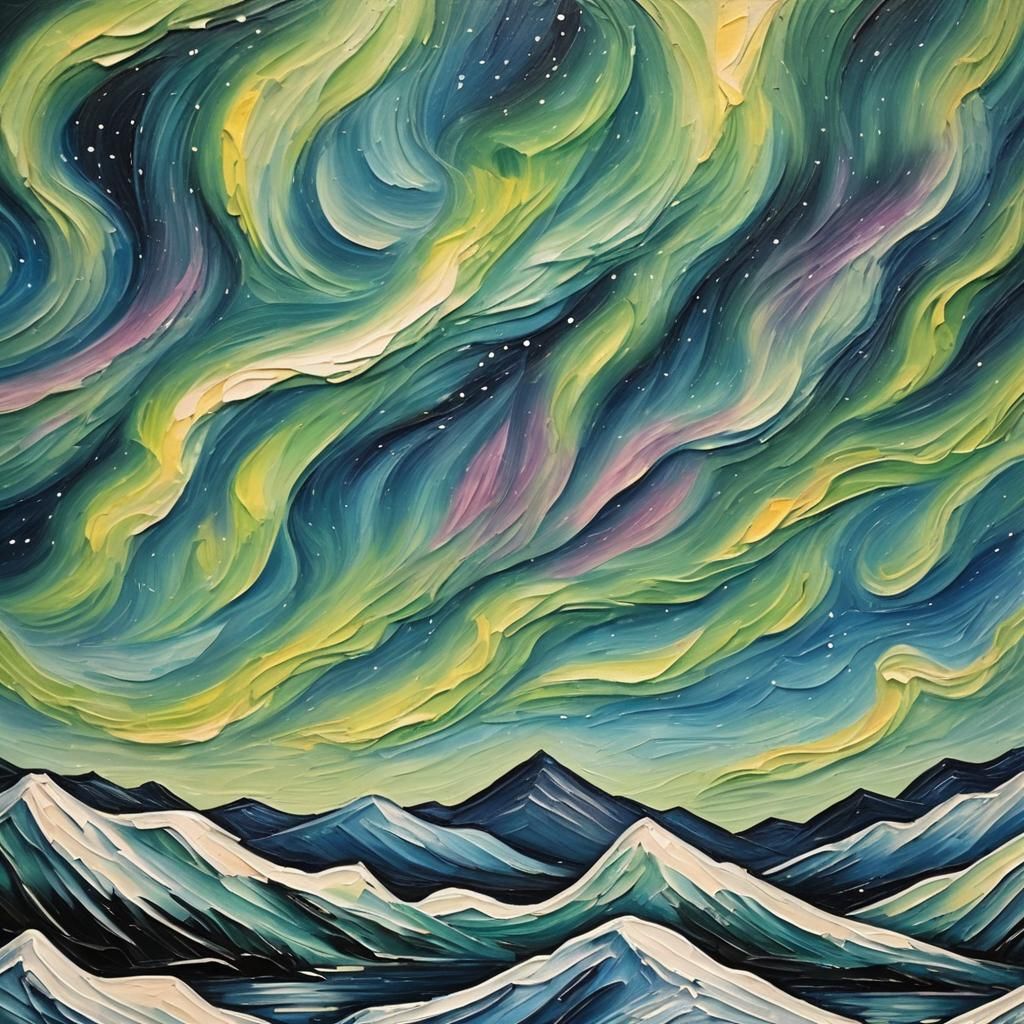 Impasto Painting of the Northern Lights