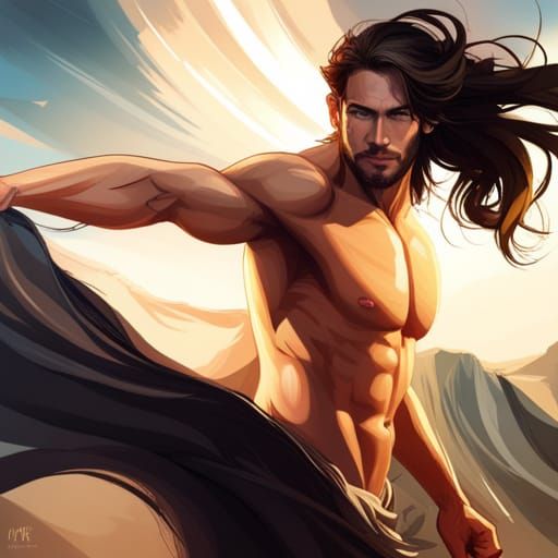 Detailed Portrait of Long-Haired Man in Unreal Engine