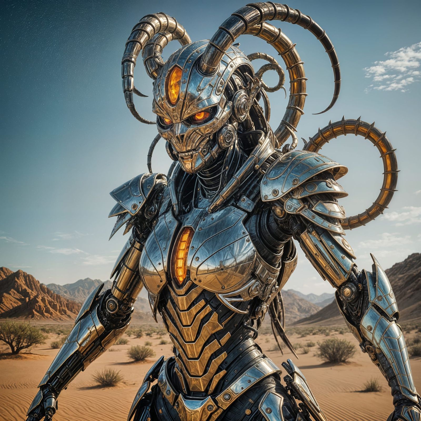 Cyberpunk Scorpion Queen with Biomech Armor