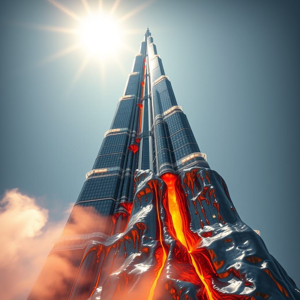 Melting Burj Khalifa: Surreal Hyperrealistic Image