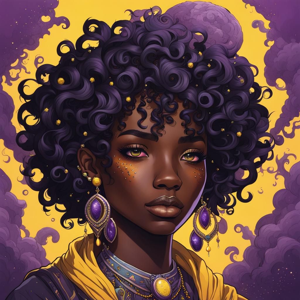 Colorful Fantasy Portrait of Tattooed Nonbinary Person